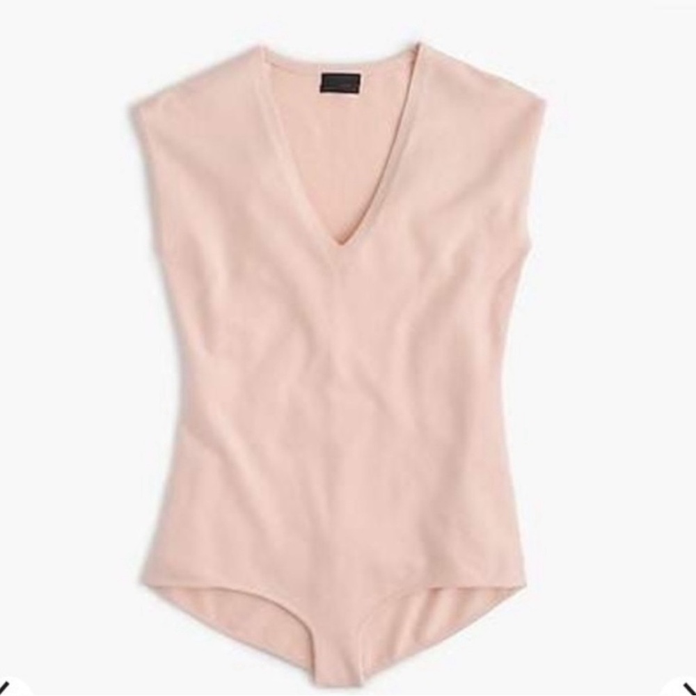 NWT J.CREW PINK PEACH CAP SLEEVE CASHMERE BODYSUIT SIZE XL